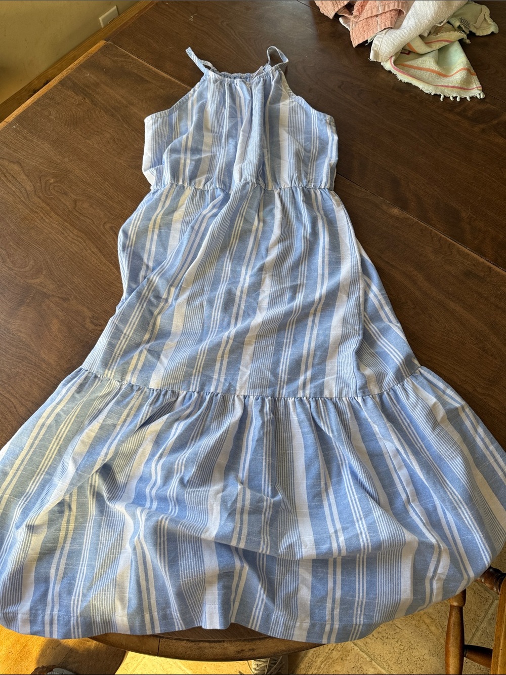 wonder nation Blue and White Striped Tiered Sundress